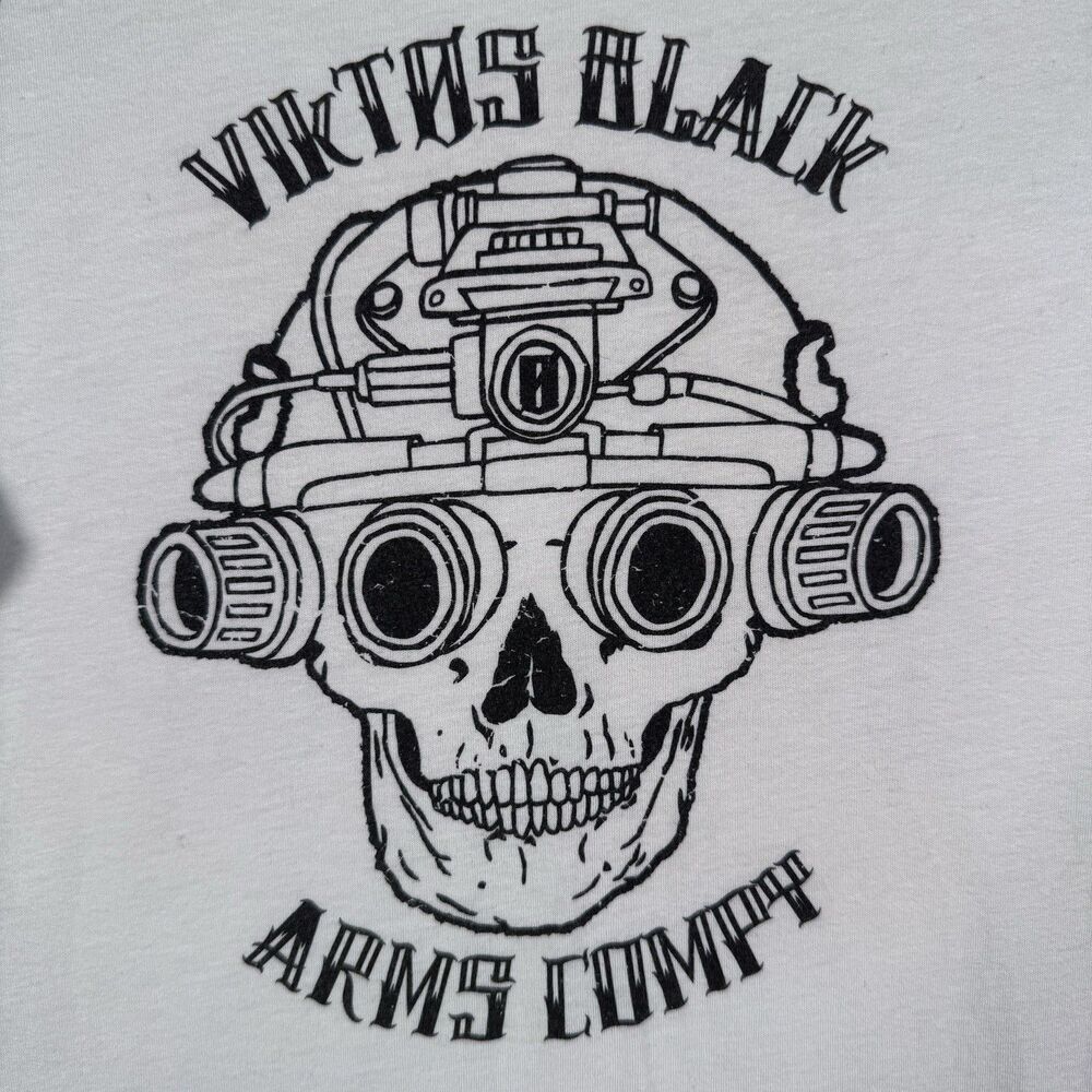 Viktos T Shirt Mens Small White 3/4 Black Sleeve Viktos Black Arms Compy Night - Picture 2 of 7